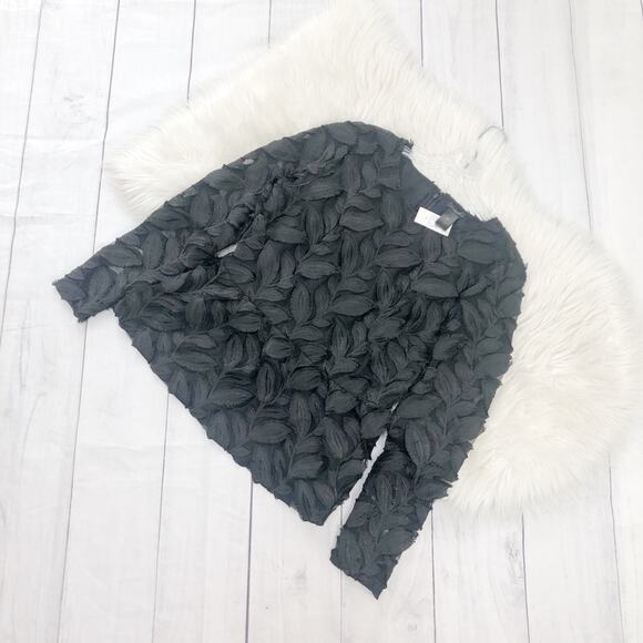 Ann Taylor Factory Tops - Ann Taylor Factory 3D Leaf Black Peplum Top‎ Size 6